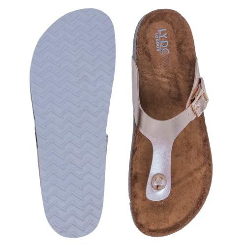 Image of LYDC LONDON Women's Sandals. Lightweight stylish and comfortable flat sandals for office wear and gatherings. Orthopaedic and flat foot friendly. Doctor trusted timeless fashion sandals for women with modern appeal.