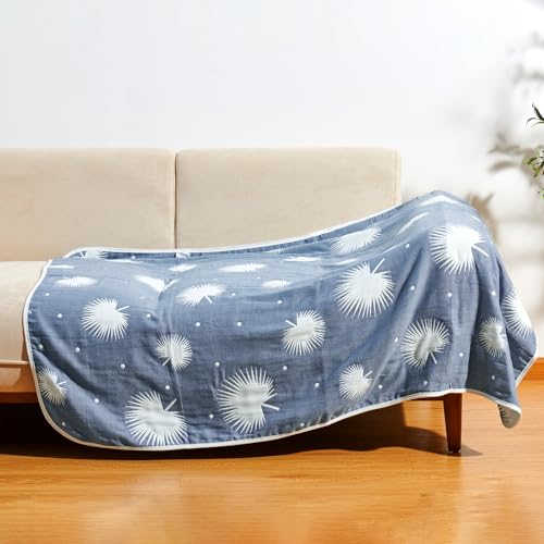 Image of Musioiy Baby Blanket Quilt Blanket, Soft Muslin Swaddle Blanket for Baby Boys & Girls Unisex, Newborn Baby Essentials & Baby Gifts, 47"x47", Blue, Dandelion