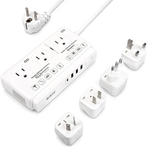 220v to 110v Travel Voltage Converter: International Universal Voltage Converter US to Europe Power Strip Plug Transformer - 2000W Electric Hair Dryer Step Down Outlet Converters for European UK EU