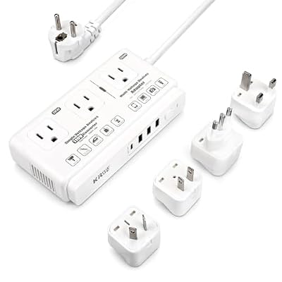 220v to 110v Travel Voltage Converter: International Universal Voltage Converter US to Europe Power Strip Plug Transformer - 2000W Electric Hair Dryer Step Down Outlet Converters for European UK EU