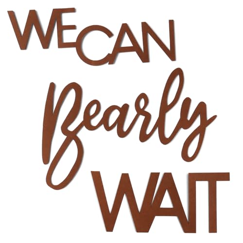 Brown We Can Bearly Wait Sign for Baby Shower Backdrop - Boho Felt Large Letters Cute Bear Themed Baby Party Signs for Boy Girl Baby Shower Gender Reveal 1st Birthday Wall Decor