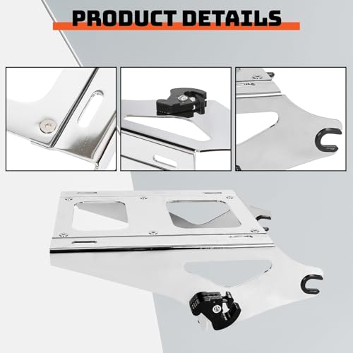 ECOTRIC Chrome Detachable 2 Two Up Motorcycle Trunk Pack Mounting Luggage Rack Compatible with 2014-2024 Harley Davidson Touring Road King Street Glide Road Glide by ECOTRIC - Image 4