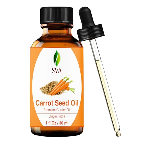 SVA Carrot Seed Oil - 1 Fl Oz - for Face Skin Care Hair Care Scalp Massage & Body Massage Carrier Oil with Dropper
