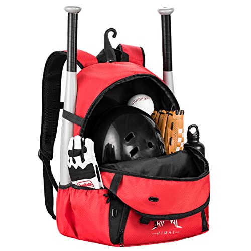 Himal Pro Baseball Bag Pro Baseball Bat Backpack For Baseball, Tball Softball Equipment Gear For Adults Holds 5 Bats, Helmet, Gloves, Cleats, Shoe Helmet Holder, Shoes Compartment Fence Hook #TOP2