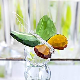 H&D HYALINE & DORA Crystal Green Butterfly Figurine with Ball Base,Glass Animal Paperweight Ornament for living room,Souvenir Birthday Gifts Home Decor