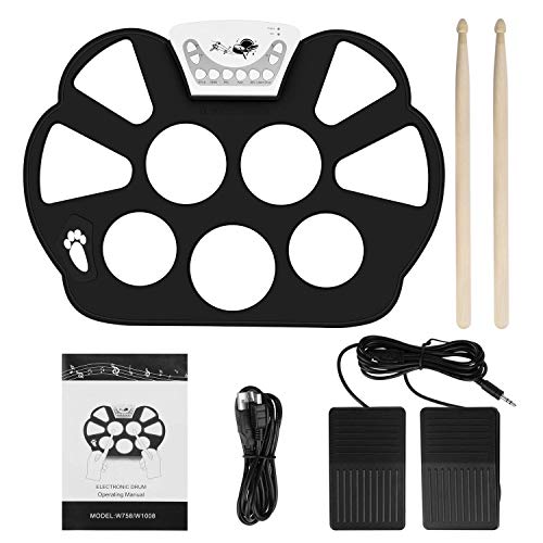 Electronic Drum Sets Portable Roll Up Drum Pad Kit Silicon Foldable with Stick
