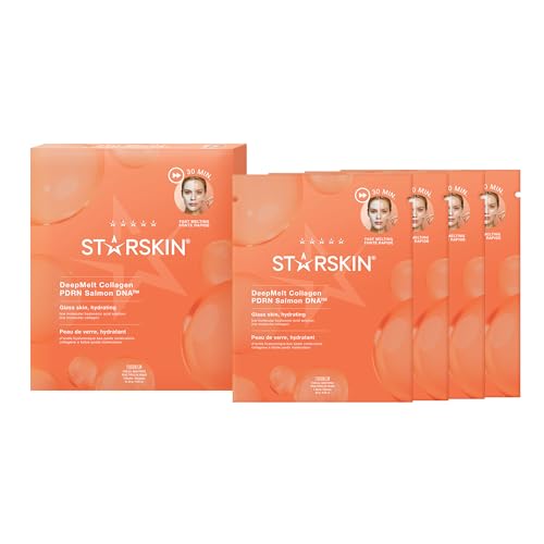 STARSKIN DeepMelt - Collagen Face Mask - PDRN Salmon DNA, Collagen & Hyaluronic Acid - Skin Barrier Repair & Glass-like Skin Effect, 4 Pack