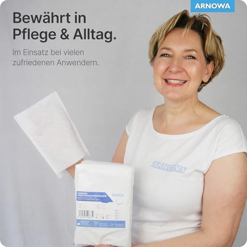 50x ARNOMED® Einmalwaschlappen aus Molton Eco, Einmal Waschhandschuhe für Erwachsene & Babys, Einweg Waschlappen Weich & Sanft, Waschhandschuhe Einweg, Wegwerf Waschlappen, Einweg Lappen