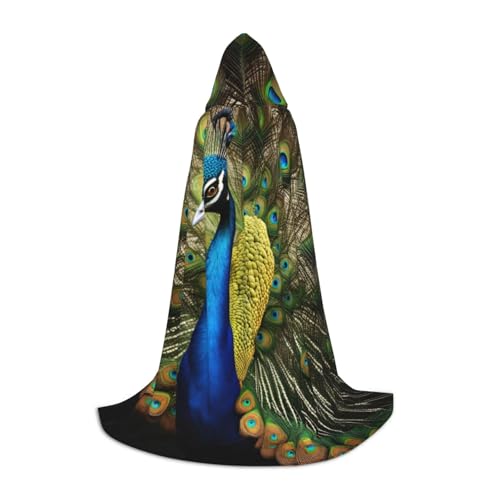 Cape plumes de paon Halloween déguisement long à capuche