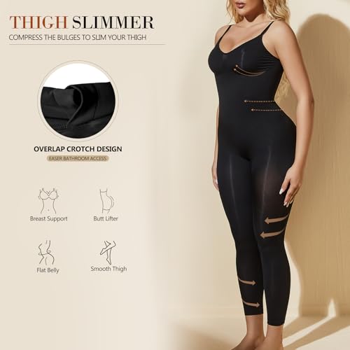 Image of Full Body Shapewear for Women Tummy Control Bodysuit Waist Trainer Full Body Shaper Butt Lifting Capri Leggings