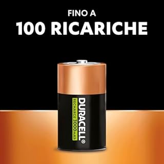 Duracell Batterie Ricaricabili D (Confezione da 2), Pile ricaricabili, 3000 mAh NiMH, Energia di lunga durata
