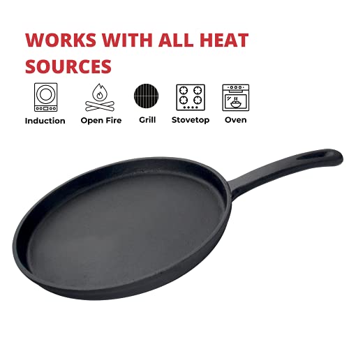 Jim Beam 10.5" Pre Seasoned Cast Iron Skillet For Grill, Gas, Oven, Electric, Induction And Glass, Black #TOP4