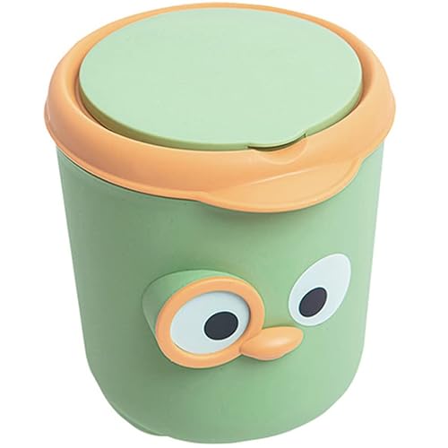 Miniatura 2 de DOITOOL Botes de basura para decoración de oficina, mini basurero de mesa, papelera de escritorio, cubo de basura de plástico con tapa, papelera de