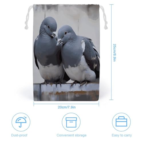 Drawstring Storage Bags Small Reusable Doves Printing Adult Canvas Bag Custom Graphic Multi-Purpose Organizer2