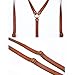 EURYNOME Genuine Leather Suspenders for Men and Women, Y Back Design Adjustable Braces with 4 Strong Metal Clips, Breathable Open Ring Back Design No Sweat, Groomsmen Gifts (Brown)