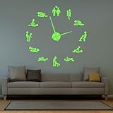 TIMEGLOW Large Frameless Sexy Position Wall Clock Glow in The Dark, Giant DIY Luminous Wall Clock Battery Operated Silent Non Ticking Valentine's Day Gifts for Couples Living Room Bedroom 47 Inch