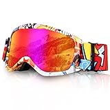 Micnaron Kids Ski Goggles, Snowboard Goggles, Anti-fog Snow Goggles with Non-Slip Strap, Winter Skii