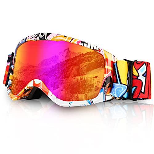 Micnaron Kids Ski Goggles, Snowboard Goggles, Anti-Fog Snow Goggles With Non-Slip Strap, Winter Skiing Sport Goggles For Boys Girls (Orange) #TOP29