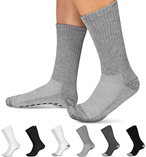 Diabetic Socks with Grips for Women & Men | Non Binding Edema, Neuropathy Socks | 6-pairs