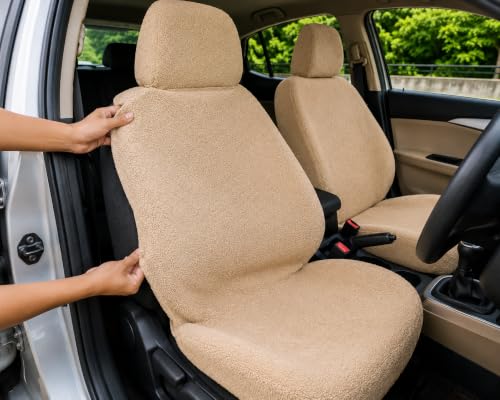 Image of JK Curtains Universal Fit Car Seat Cover Towel for 5 Seater Cars | Soft Plush Fabric Front & Rear Seat Covers with Headrest Covers | Full Seat Coverage | Washable & Reusable | Car Seat Protector