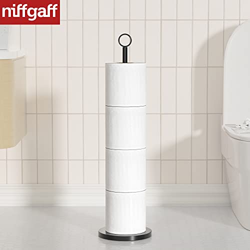 Toiletrolhouderstandaard (met reservefunctie), vrijstaande toiletpapieropslaghouder, roestvrijstalen toiletrolhouderstandaard voor opslag van badkamer- en toiletreserverollen - Image 8