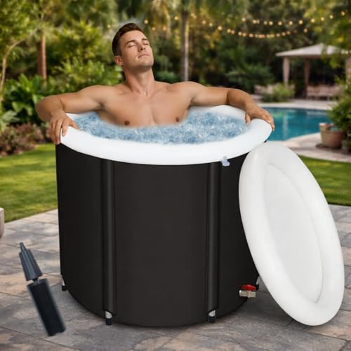 Image of Portable Ice Bathtub for Athletes, Adults Foldable Collapsible SPA Tub for Travel, Thickened Insulated Freestanding Bucket with Drain for Bathroom Deep Soaking Cold Therapy(80 * 80 * 76cm)