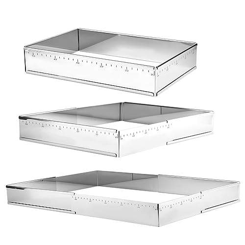 Guowall Adjustable Rectangular Mousse Cake Mould, Stainless Steel Expandable Baking Frame for Mousse Cakes Tiramisu - Image 2