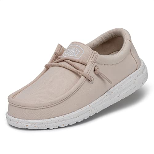 HEYDUDE Wally Youth Slub Canvas Moc Toe Shoes, Natural, 2 UK Child HEYDUDE Wally Youth Slub Canvas Moc Toe Shoes, Natural, 2 UK Child