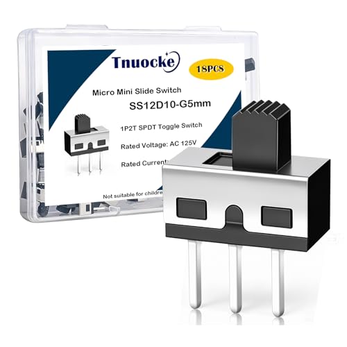 Tnuocke 18 interruptores deslizantes verticales de 5 mm de alto, 3 pines, 2 posiciones, 1P2T SPDT, montaje en panel, CA 125 V, 2 A, SS12D10-G5
