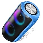 Hupoaf Portable Bluetooth Speaker with Loud Stereo Sound, Speakers Wireless Bluetooth 5.3 with 12Hrs Playtime, IPX7 Waterproof and RGB lights, Built-in Mic Outdoor Speaker for Home/Garden/Party/Travel