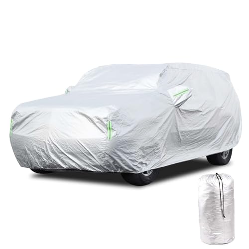 Image of Car Cover Waterproof All Weather for Compatible with Cadillac Escalade 2007-2014 Accessories, Full Exterior Outdoor Covers Rain Snow UV Sun Hail Protector with Contractible Hem (Sliver)