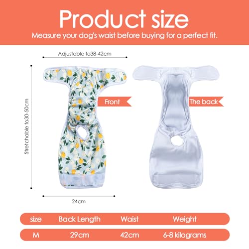SUNNIFLY 3 Stück Hundewindeln für Hündinnen, Waschbare und Wiederverwendbare Läufigkeitshose für Hündinnen, geeignet für Hitze, Inkontinenz und Lange Reisen (Größe M)
