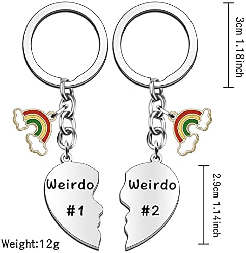 SDOFY 2PCS Best Friend Keyring Weirdo#1 Weirdo#2 Friendship Gifts for Women Girls Sister Birthday BFF Christmas Gifts Graduation Rainbow Keychain Gift