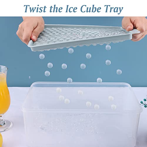 Unigul Mini Ice Cube Trays For Freezer, 0.55In Round Ice Cube Mold With Lid&Bin, 4 * 159Pcs Ice Ball Maker Mold Easy Use, Making Ice Cubes With Lid &Bin For Chilling Drinks Coffee Juice #TOP2