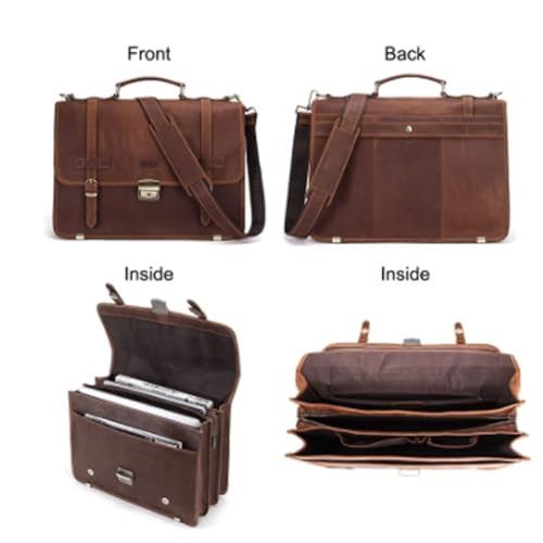 Crossbody Bag Men Men's Leather Briefcase Business Bag for 14" Leather Shoulder Messenger Bags Male3
