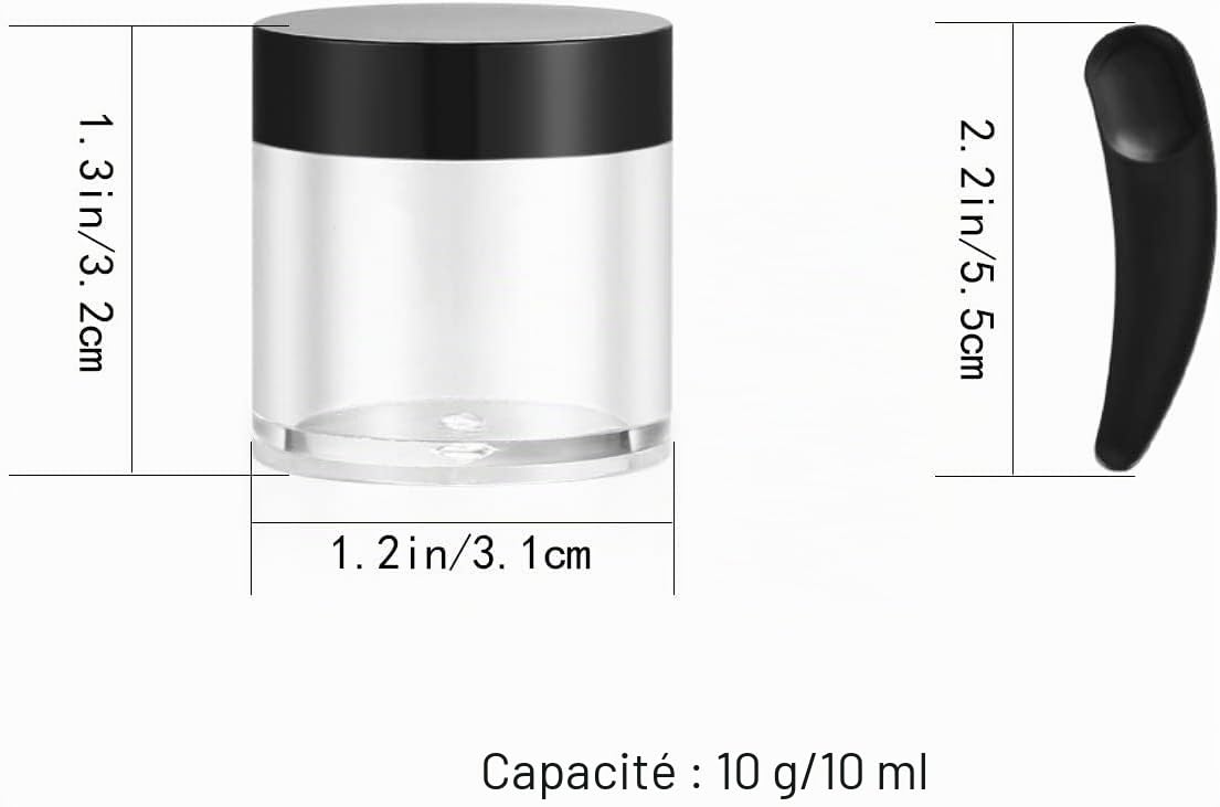 30 Pièces Pots Vide Cosmétiques, 10g Petite Recipient Contenant Cosmétique Plastique Transparente de Voyage avec Couvercle pour Bougie Echantillon, avec 3 Spatule
