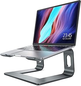 Nulaxy Fully Aluminum Detachable Laptop Stand, Ergonomic Ventilated Cooling Laptop Holder for Desk, Anti-Slip Computer Riser Notebook Stand Compatible with All 10-16" MacBook/Dell XPS/HP/Lenovo, Grey