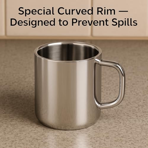 Image of Human Hydro Stainless Steel Mugs - Set of 2 (240 ml Each) | Durable Coffee Mugs & Tea Cups | Rust-Free, Spill-Proof, Easy to Clean
