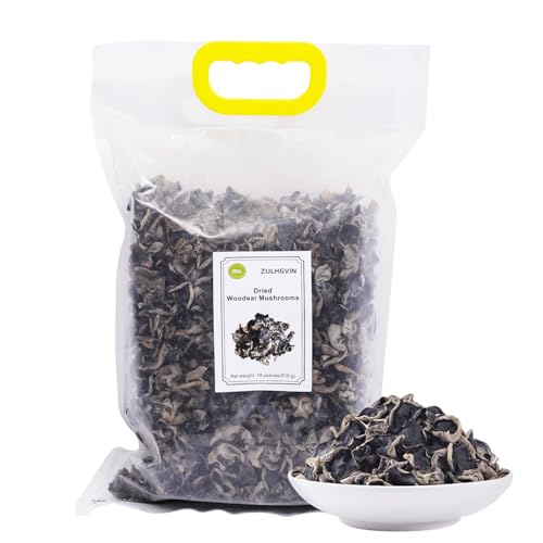 ZULHGVIN Dried Woodear Mushrooms 1.12 Pound Snow Fungus Black Fungus Wood Ear Mushrooms Fresh, Natural, Sun Dried, Vegetarian, Seasonal Picking18 Oz