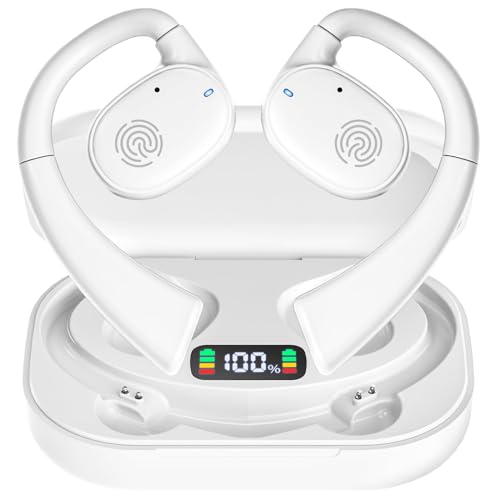 Open Ear Bluetooth Headphones Stereo Sound Clear Call Air-Conduction Wireless Charging Case LED Digital Display Ear Hook Earbuds Headset with Microphone Waterproof Earphones for Sport Workout Running by CYBERDOT - Used condition - US$7.91