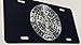 Mayan Aztec Calendar Car Tag Diamond Etched on Black Aluminum License Plate