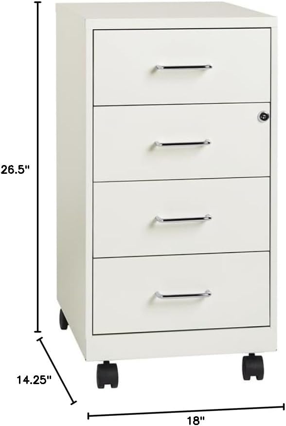 Miniatura 2 de Pemberly Row Archivador de metal moderno con 4 cajones en blanco perla