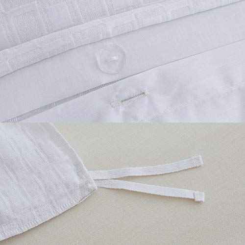 David's Home Cotton Blended Duvet Cover Set King, Ultra Soft Cozy Check Gingham Comforter Cover Set, Yarn Dyed Geometry Plaid Bedding Set 3 Pcs For All Season, 106"X92", White #TOP5
