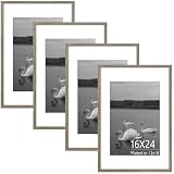 ✨Arte decorativo de pared: este portarretratos de 16 x 24 pulgadas es un producto de decoración de pared de alta calidad. Juego de 4 marcos de fotos de 16 x 24 pulgadas con paspartú de 12 x 18 pulgadas, con moldura plana simple contemporánea, muestra perfectamente tus preciados recuerdos y fotos favoritas, tarjetas, impresiones artísticas o retratos. Ganchos de dientes de sierra preinstalados y soporte de caballete para una visualización sin complicaciones en la pared o la mesa tanto en horizontal como vertical.