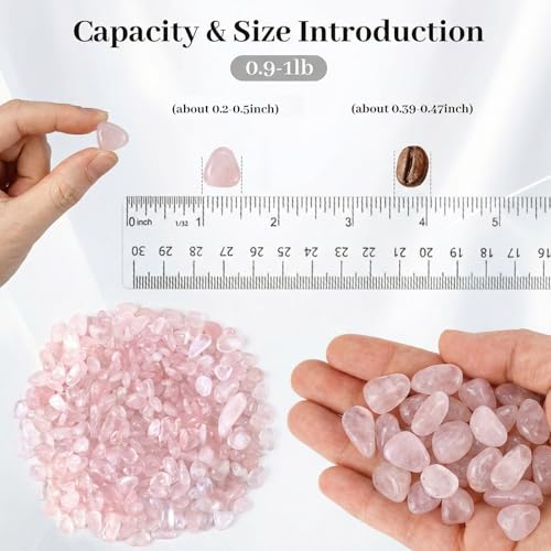 Image of JOHOUSE Rose Quartz Crystals, 1LB Pink Crushed Rose Quartz Chips Bulk | Assorted Succulent Rocks, Plant Gravels, Aquarium Fish Tank Gravel, Vase Filler
