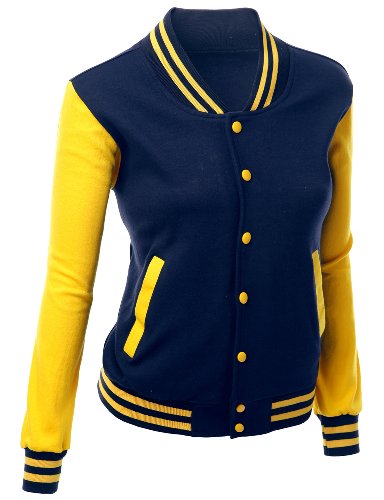 Women's Stylish Color Contrast Long Sleeves Varsity Jacket