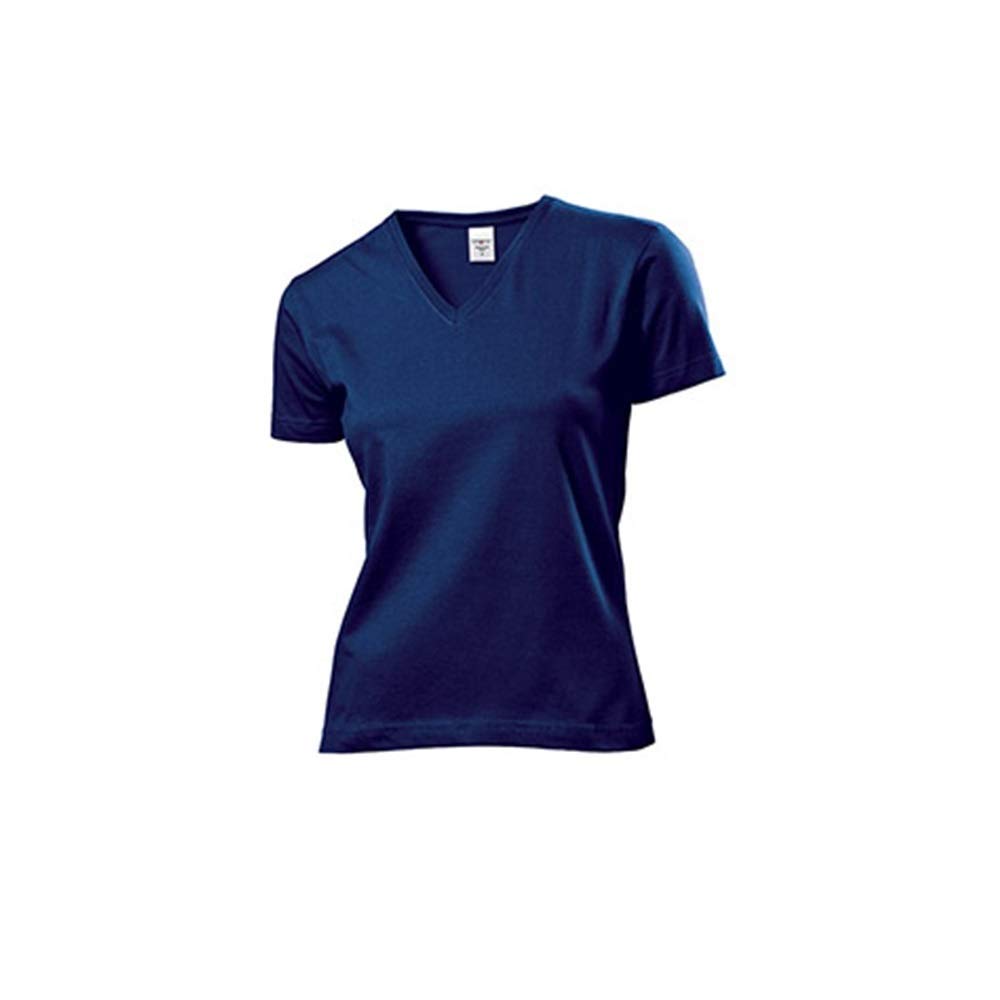 Stedman Apparel Women's Classic-T V-Neck/ST2700 Regular Fit Short Sleeve T-Shirt, Navy Blue, Size 10 (Manufacturer Size:Small)