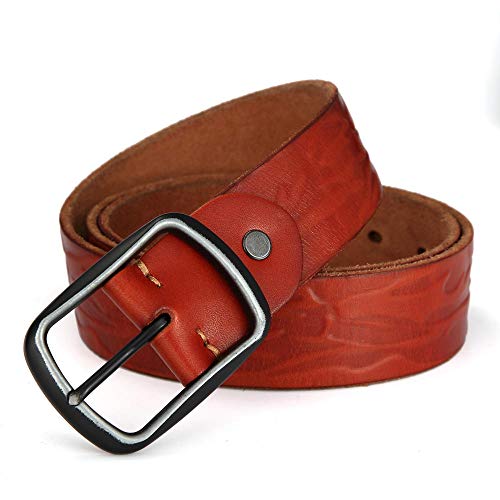 Ceinture en cuir à la main pour hommes boucle ardillon accessoire sauvage 115cm