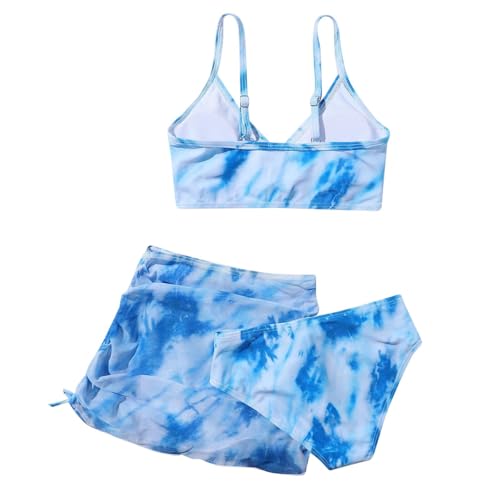 Girls 3 Piece Swimsuit Bathing Suit Cute Tie Dye Bikini Set with Skirt Kids Beach Holiday Swimwear2