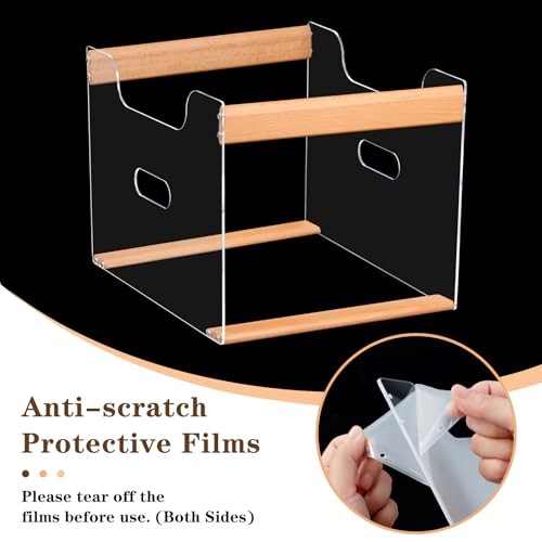 Hotyin A4 Hängeregistraturkorb, Hängemappen-Organizer aus Acryl und Holz mit Griffen, Transparenter Hängeregistratur Rahmen für Büro & Zuhause（Ohne Suspendierungsakten）